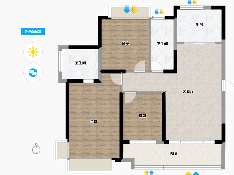 安徽省-淮北市-华松·葳墅颐景南区-101.78-户型库-采光通风