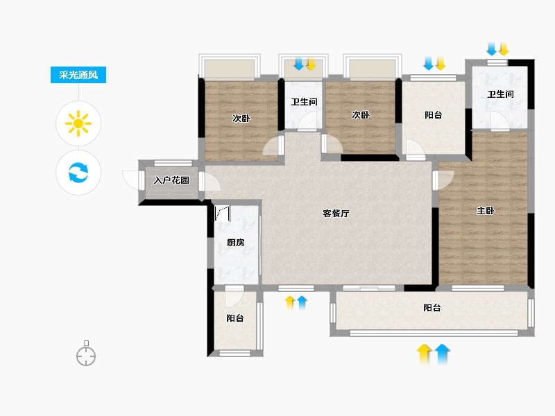 广西壮族自治区-梧州市-彰泰玫瑰园-135.00-户型库-采光通风