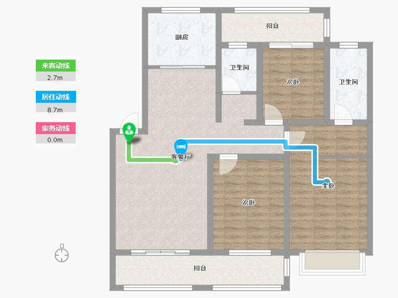 湖南省-怀化市-龙泉新苑-107.12-户型库-动静线