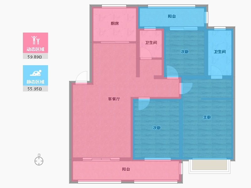 湖南省-怀化市-龙泉新苑-107.12-户型库-动静分区