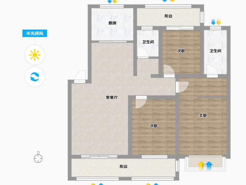 湖南省-怀化市-龙泉新苑-107.12-户型库-采光通风