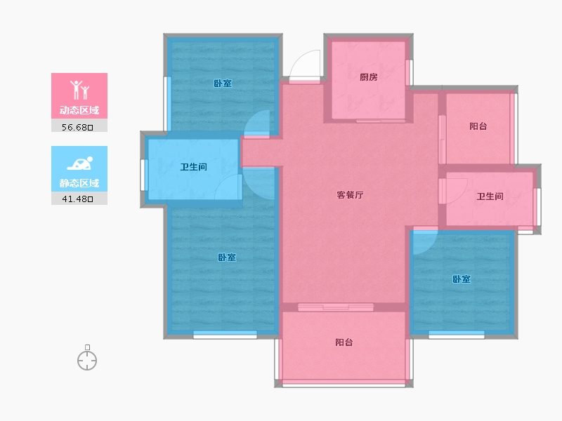 四川省-绵阳市-三汇四季公园-86.76-户型库-动静分区