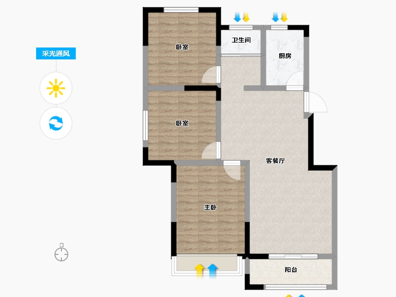 河南省-周口市-法姬娜·书香门第-88.00-户型库-采光通风