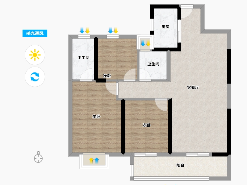 湖南省-长沙市-大汉汉府-88.14-户型库-采光通风