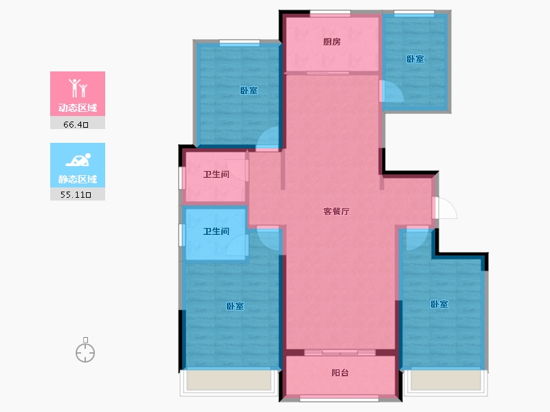 陕西省-咸阳市-永安居-108.80-户型库-动静分区