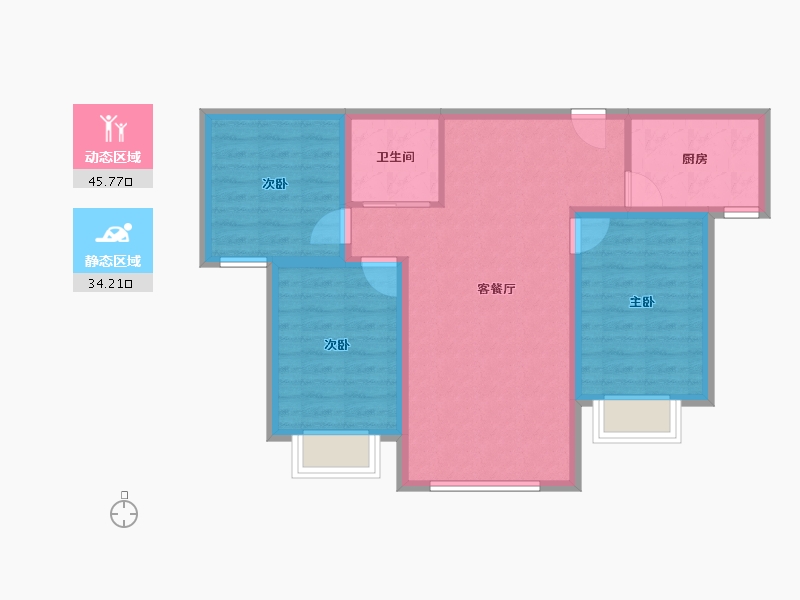 新疆维吾尔自治区-乌鲁木齐市-万田海棠花园-71.41-户型库-动静分区