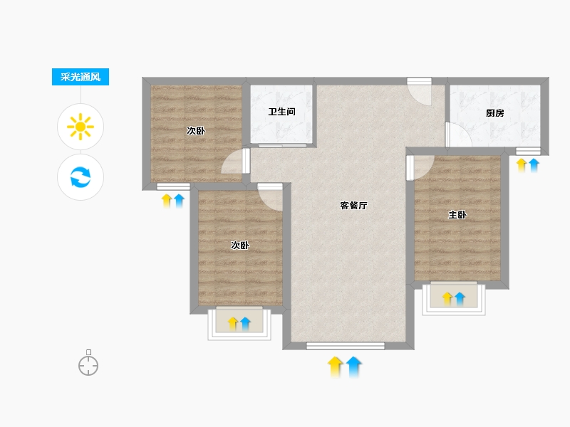 新疆维吾尔自治区-乌鲁木齐市-万田海棠花园-71.41-户型库-采光通风