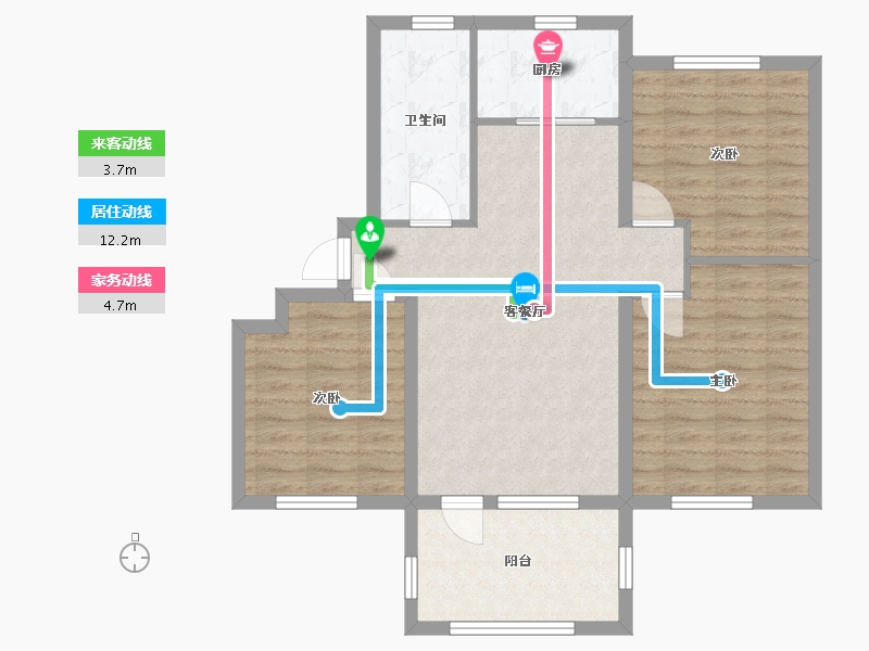 山东省-威海市-逸龙湾小区-84.00-户型库-动静线