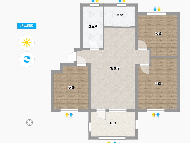 山东省-威海市-逸龙湾小区-84.00-户型库-采光通风