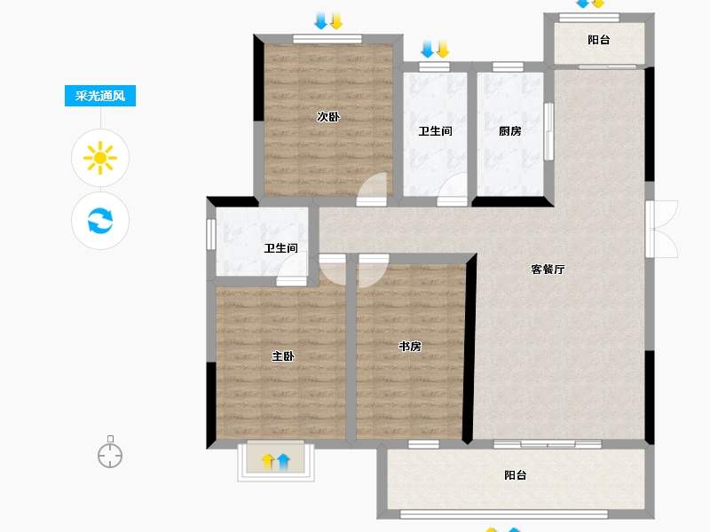 安徽省-池州市-滨江时代广场-110.41-户型库-采光通风