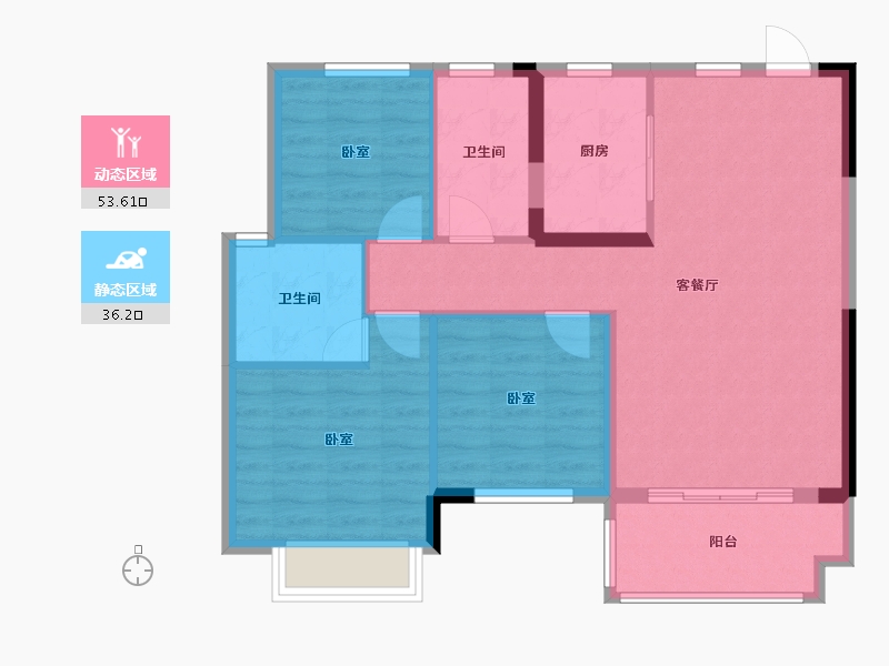 贵州省-毕节市-吉盛登科悦府-81.23-户型库-动静分区