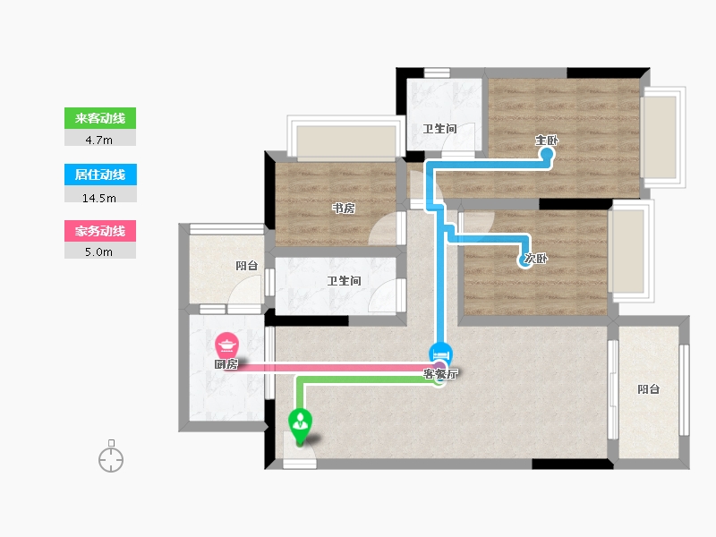 重庆-重庆市-北京城建龙樾生态城-74.99-户型库-动静线