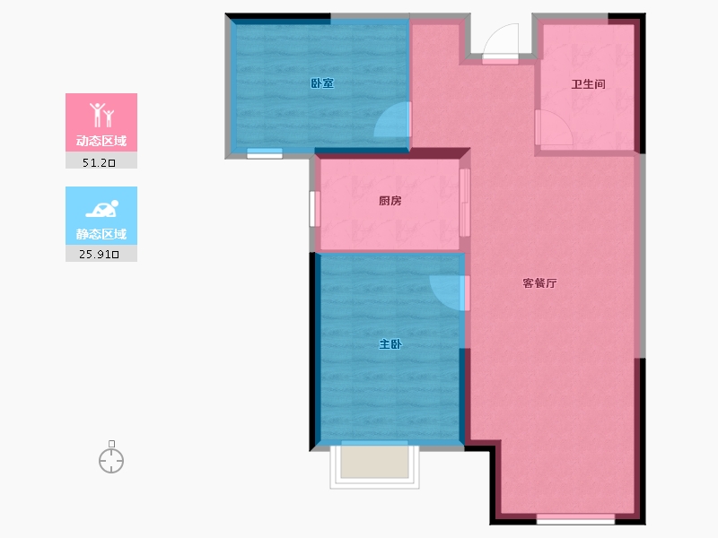 内蒙古自治区-包头市-包头恒大学府-69.60-户型库-动静分区