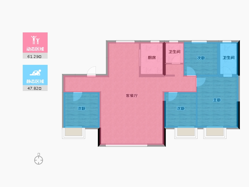 新疆维吾尔自治区-乌鲁木齐市-碧桂园拾光里-98.36-户型库-动静分区