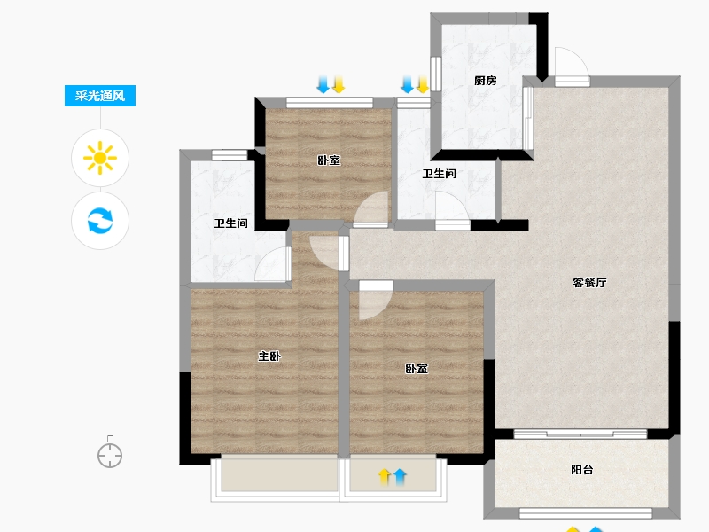 安徽省-淮北市-华松·葳墅颐景南区-87.97-户型库-采光通风