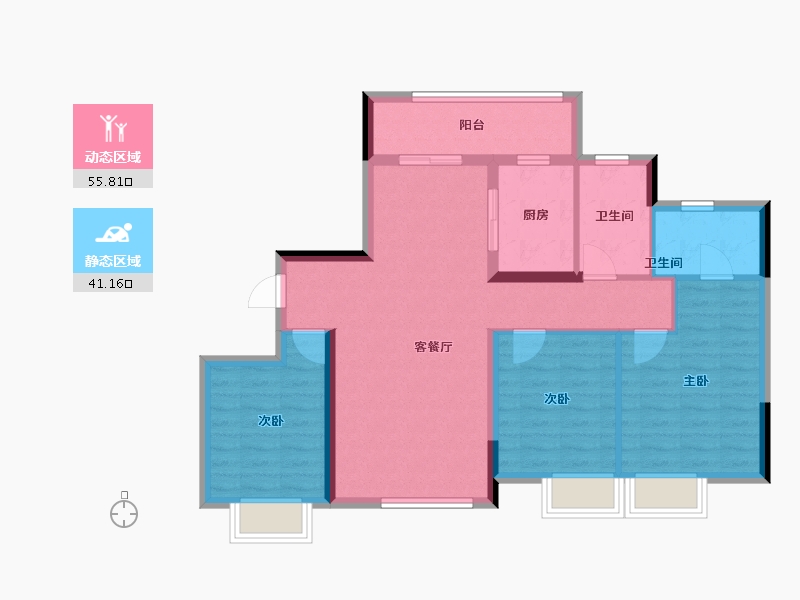 湖南省-长沙市-大汉汉府-86.64-户型库-动静分区