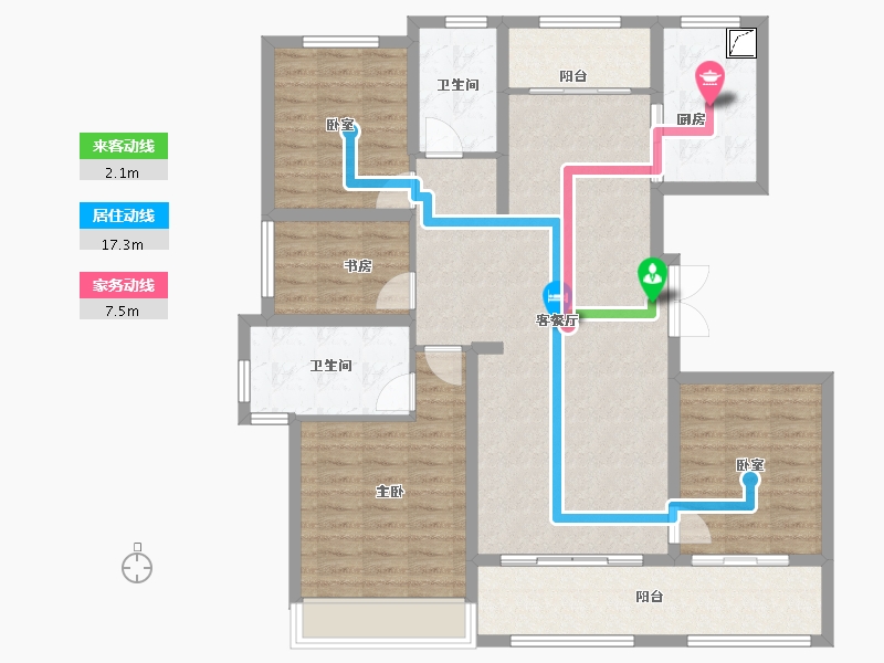 山东省-济宁市-城投绿城·湖畔雲庐-115.61-户型库-动静线