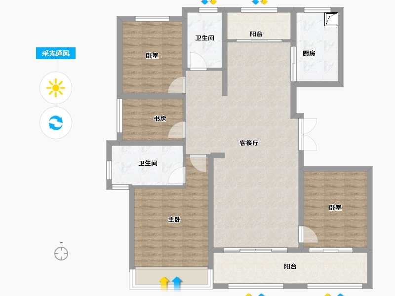 山东省-济宁市-城投绿城·湖畔雲庐-115.61-户型库-采光通风