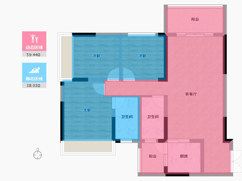 贵州省-毕节市-雍台锦园-86.32-户型库-动静分区