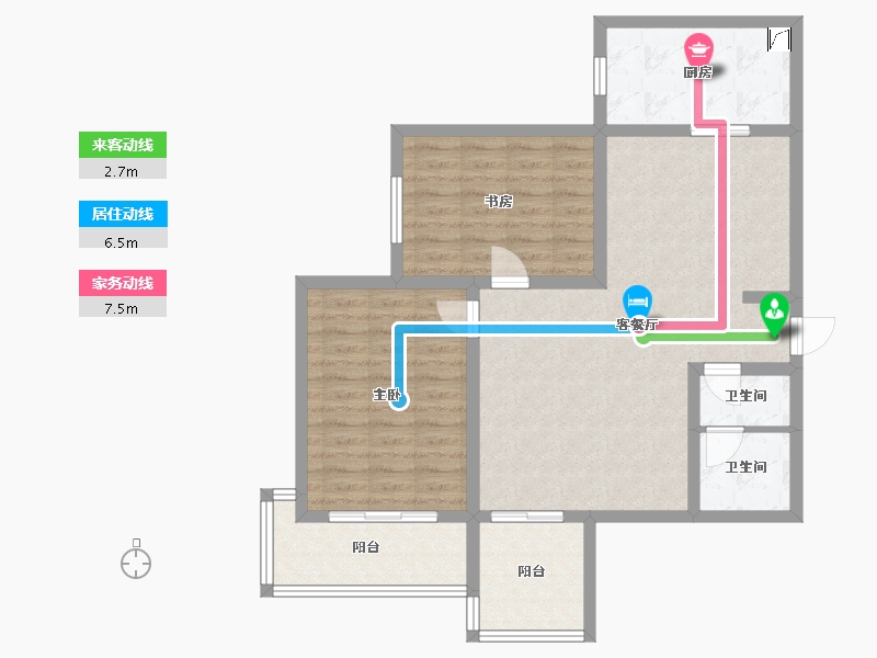 陕西省-西安市-省直机关三爻小区-A区-90.00-户型库-动静线