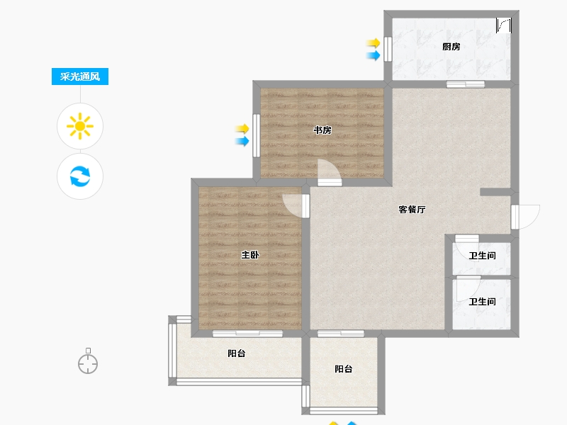 陕西省-西安市-省直机关三爻小区-A区-90.00-户型库-采光通风