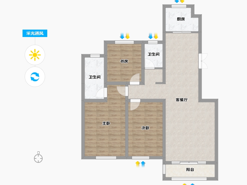 宁夏回族自治区-吴忠市-星河传说住宅小区·二期-94.53-户型库-采光通风