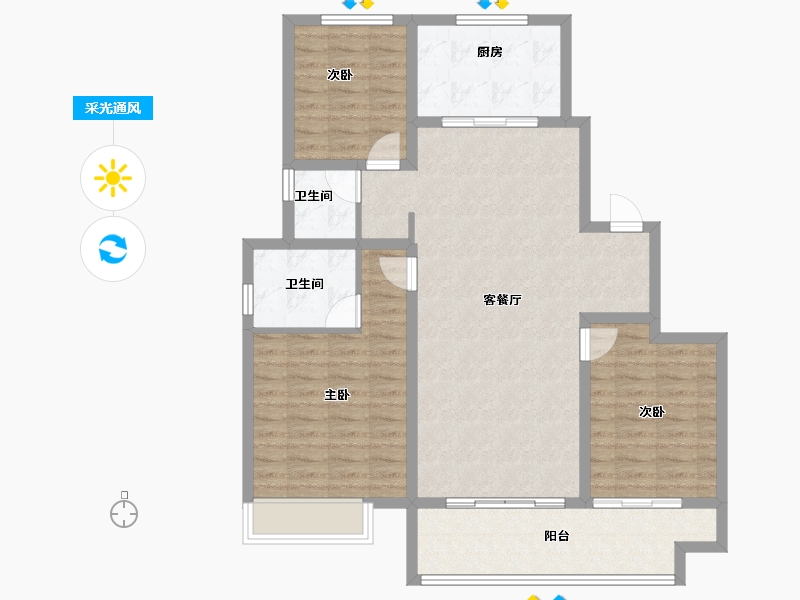 河南省-安阳市-滑县建业尊府-103.96-户型库-采光通风