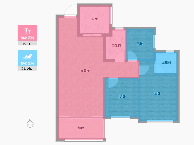 四川省-广安市-龙鑫美湖湾-71.77-户型库-动静分区