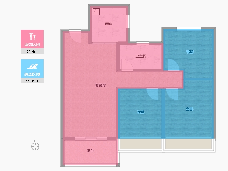 江苏省-苏州市-琴湖会客厅琴颂雅院-77.00-户型库-动静分区