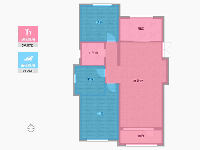 吉林省-吉林市-盈胜春晓-81.78-户型库-动静分区