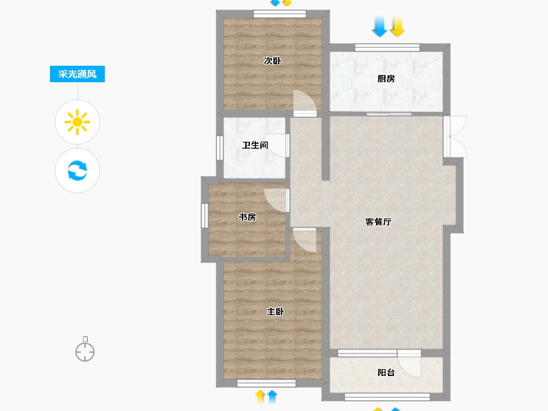 吉林省-吉林市-盈胜春晓-81.78-户型库-采光通风