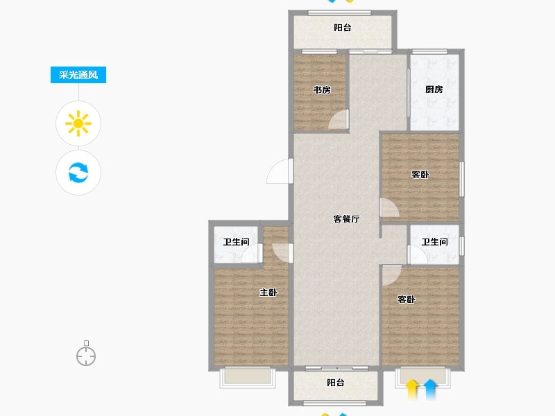 山东省-聊城市-水韵华城东苑-157.60-户型库-采光通风