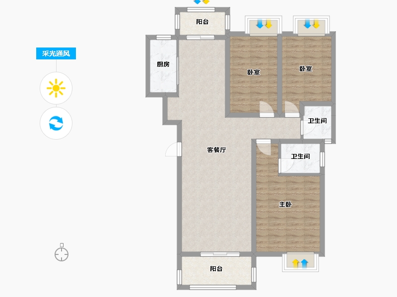 广西壮族自治区-桂林市-昭州鑫城C4区-99.95-户型库-采光通风