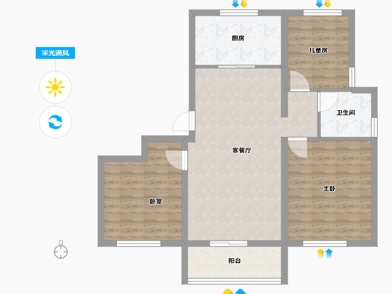 河南省-周口市-中煦·春风十里昕园-75.58-户型库-采光通风