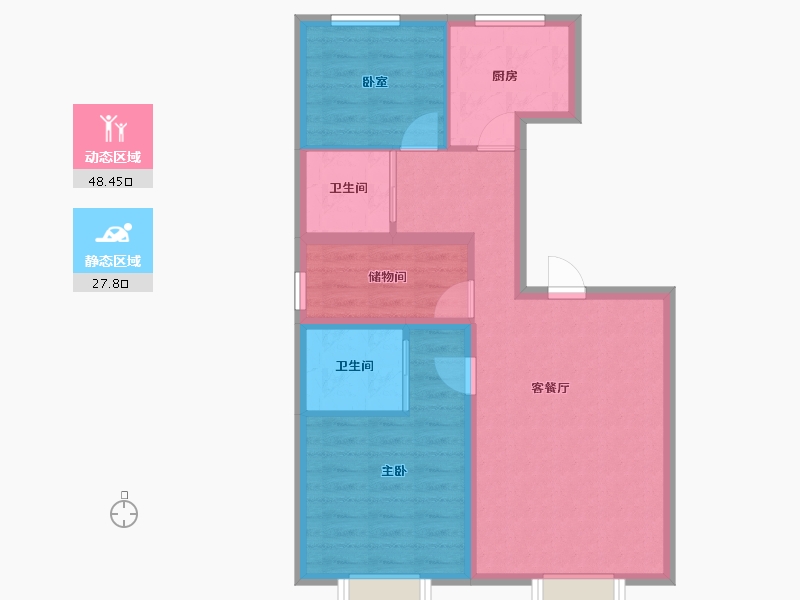 新疆维吾尔自治区-乌鲁木齐市-南湖品御-67.73-户型库-动静分区