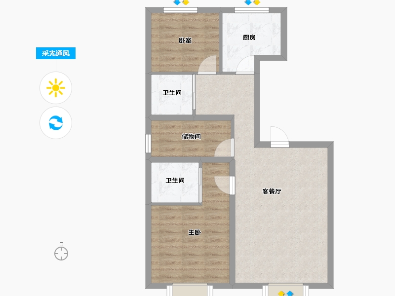 新疆维吾尔自治区-乌鲁木齐市-南湖品御-67.73-户型库-采光通风