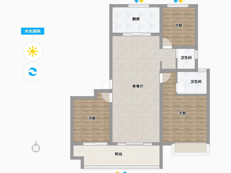 河南省-安阳市-滑县建业尊府-101.96-户型库-采光通风