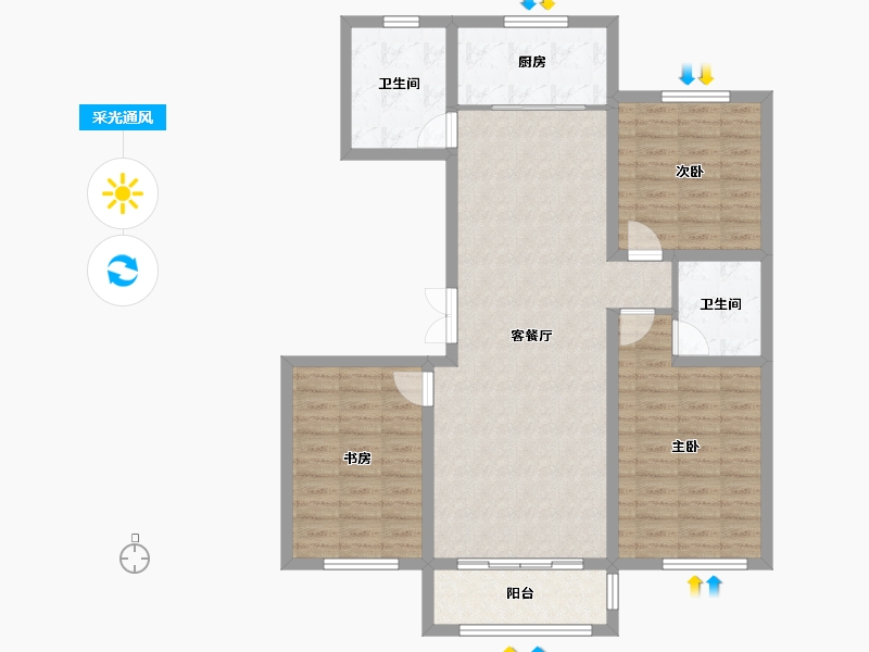 宁夏回族自治区-吴忠市-星河传说住宅小区·二期-101.33-户型库-采光通风