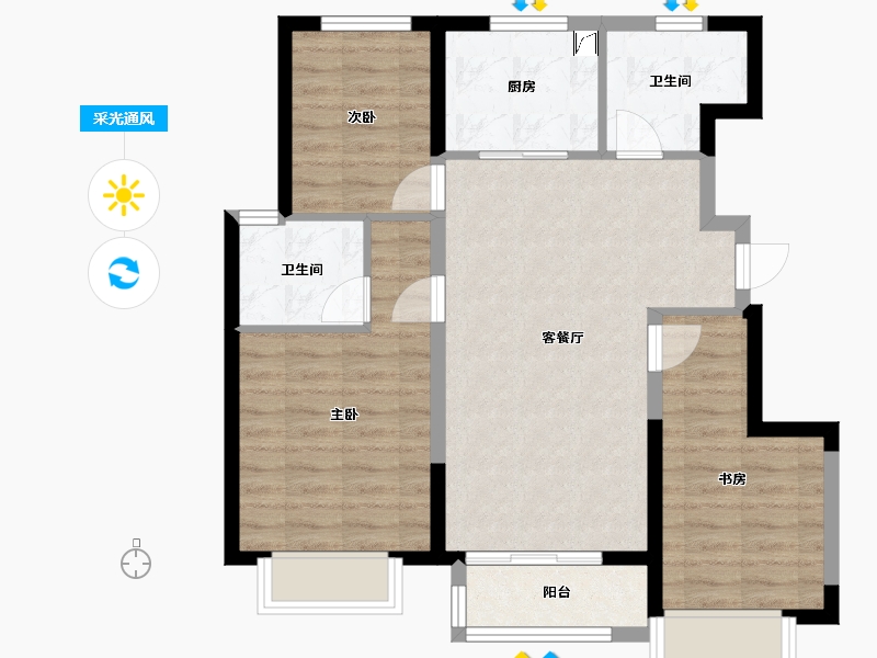 天津-天津市-时代澜园-82.00-户型库-采光通风