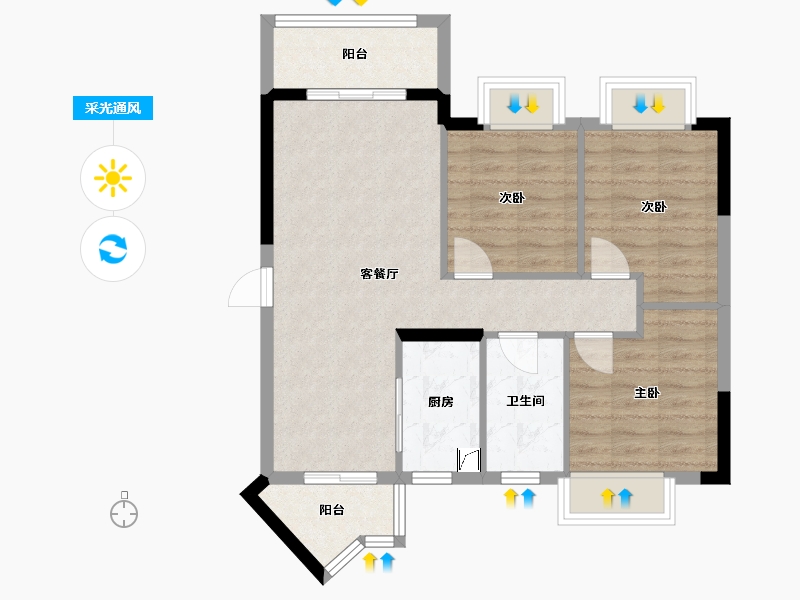 四川省-成都市-尚锦园-73.00-户型库-采光通风