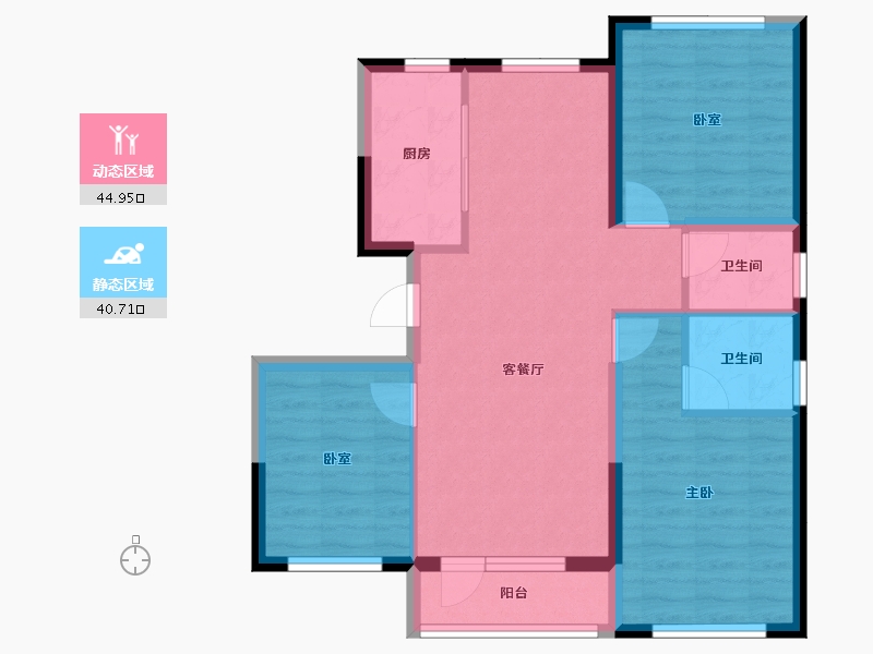 吉林省-吉林市-泊逸·天玺甲第-76.49-户型库-动静分区