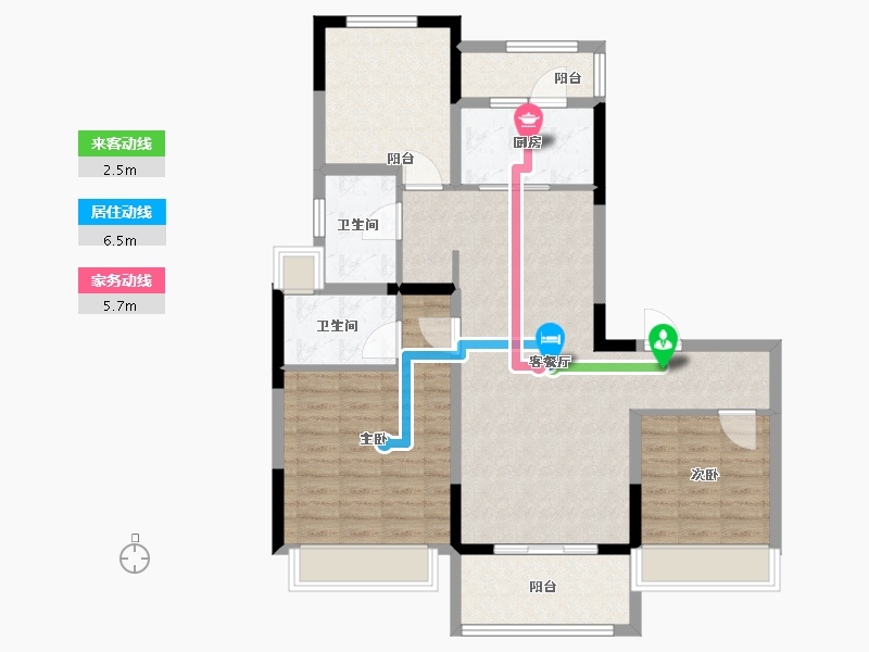 江苏省-淮安市-碧桂园江北新城-94.40-户型库-动静线