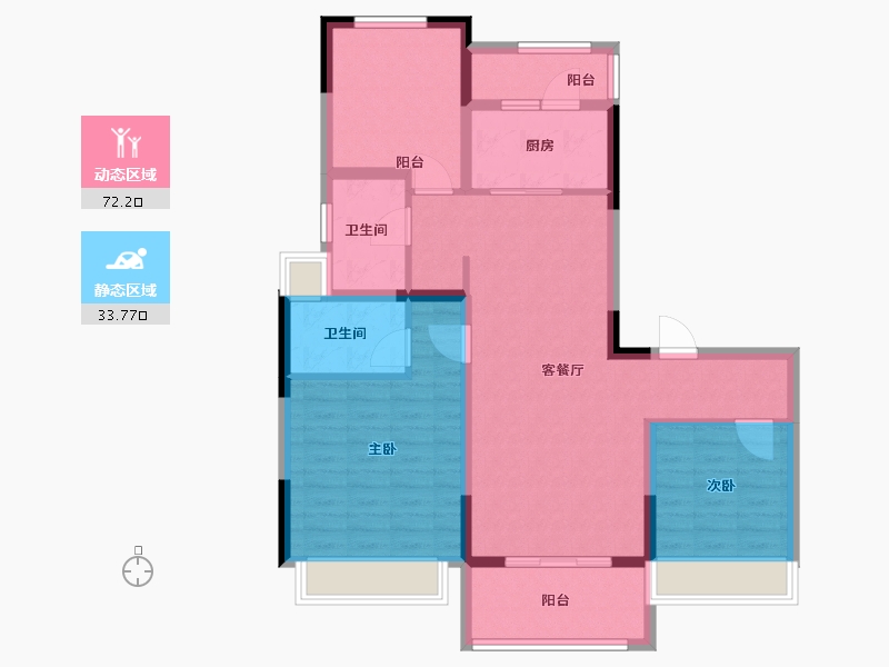 江苏省-淮安市-碧桂园江北新城-94.40-户型库-动静分区