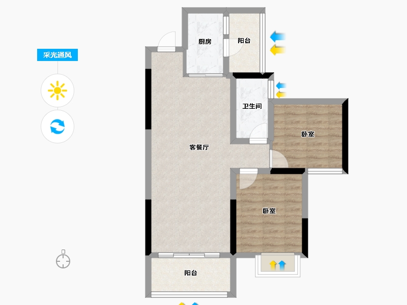 四川省-乐山市-印象·御景天峰-66.93-户型库-采光通风