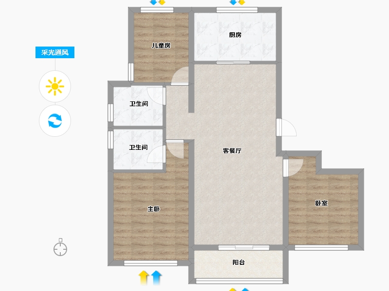 河南省-周口市-中煦·春风十里昕园-89.04-户型库-采光通风