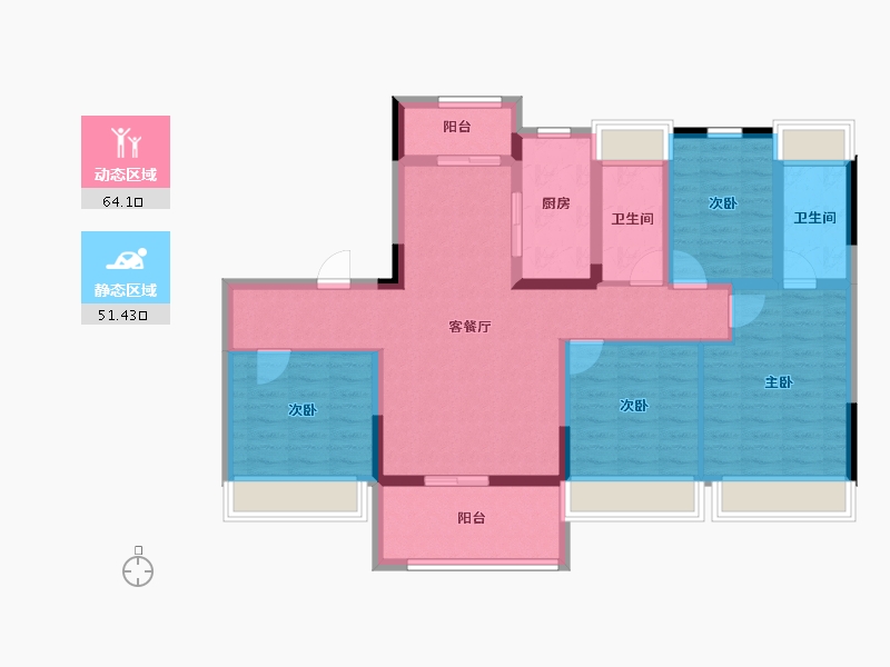 江苏省-淮安市-碧桂园江北新城-102.39-户型库-动静分区