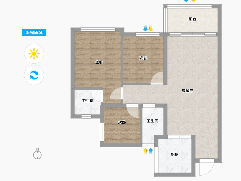 四川省-广安市-龙鑫美湖湾-69.46-户型库-采光通风