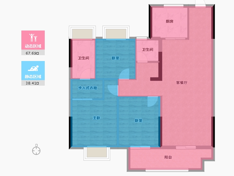 江西省-吉安市-阳明天宸-95.75-户型库-动静分区