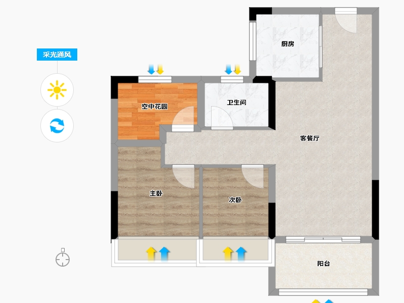 安徽省-滁州市-碧桂园江北新城-62.41-户型库-采光通风