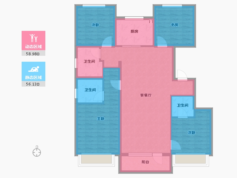 河北省-石家庄市-福美健康城公园郡-102.67-户型库-动静分区